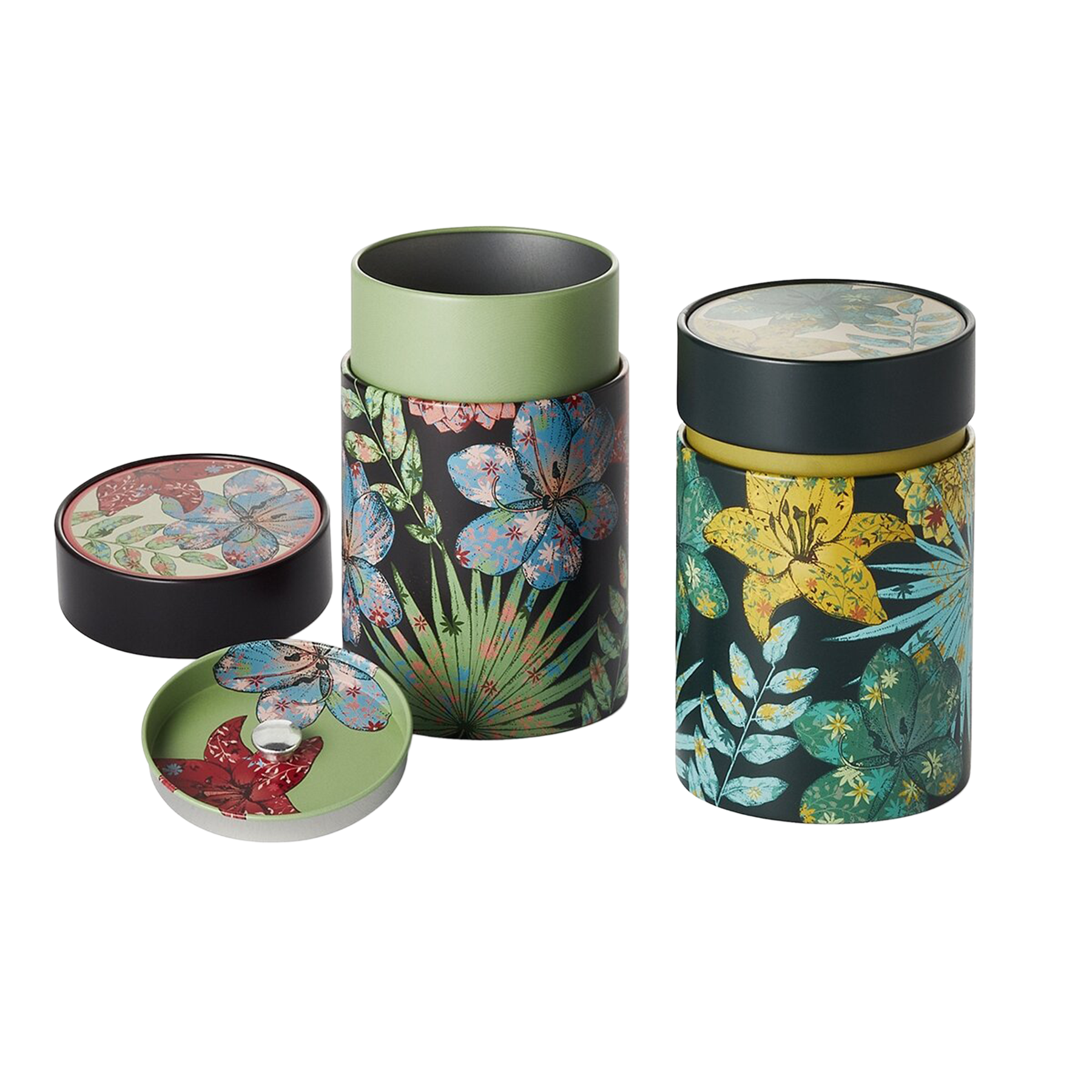 Theeblik voor losse thee Rustic Flower Green – 150 g - Afbeelding 3