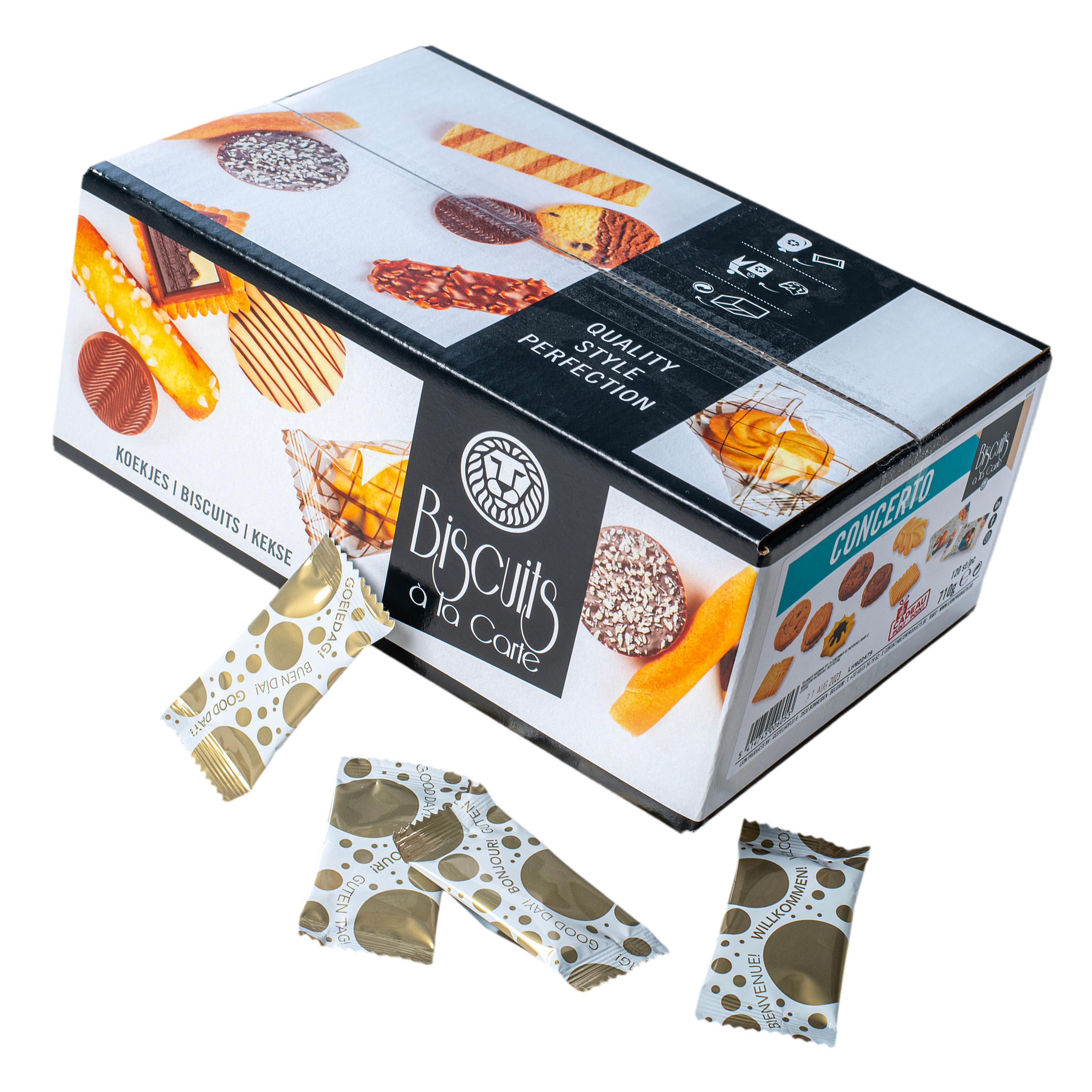 Concerto koekjes voor bij de koffie, assortimentsdoos met 120 individueel verpakte koekjes