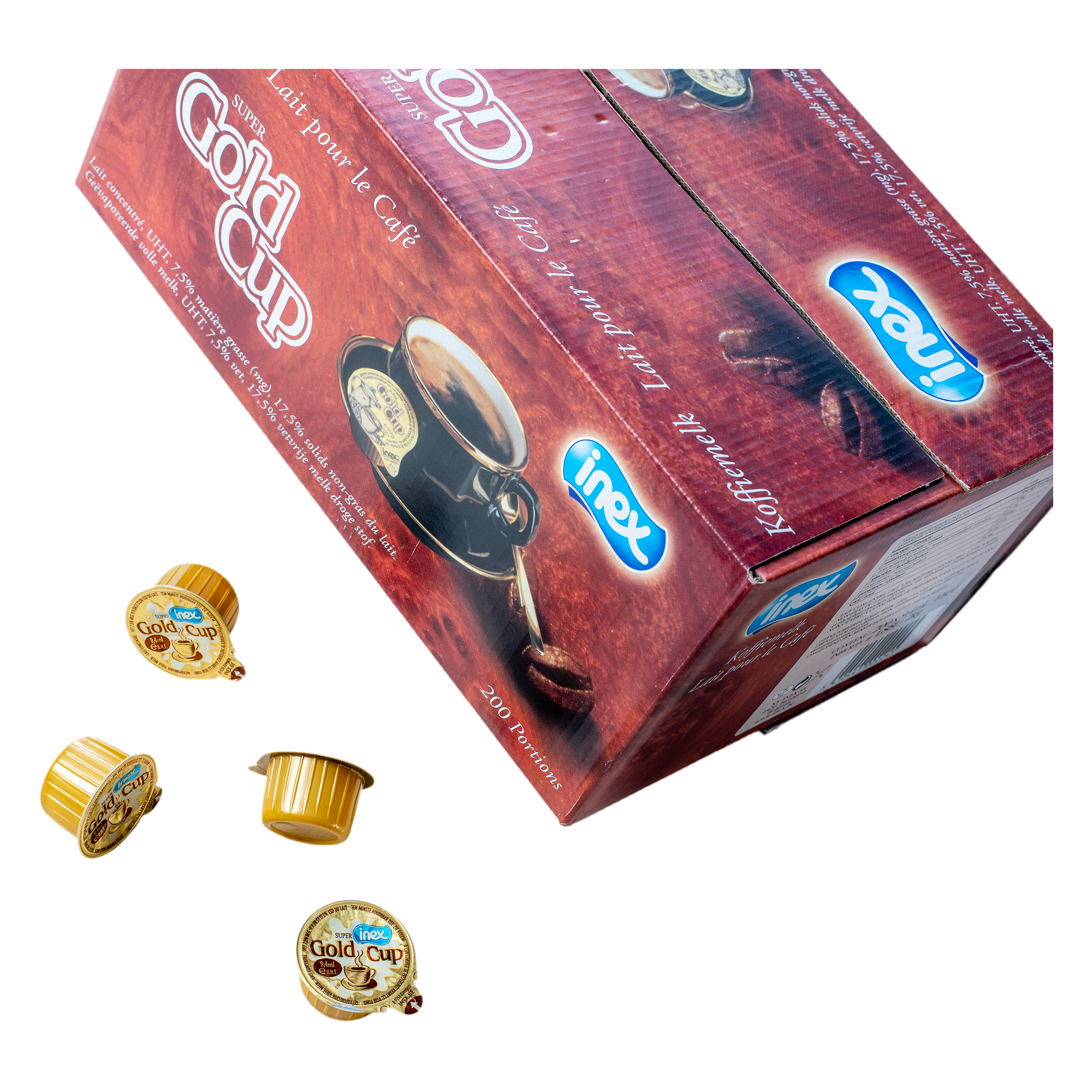 Koffiemelk Inex Super Gold Cup met 200 individuele melkcups