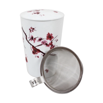 Teave Cherry Blossom dubbelwandige theemok met filter